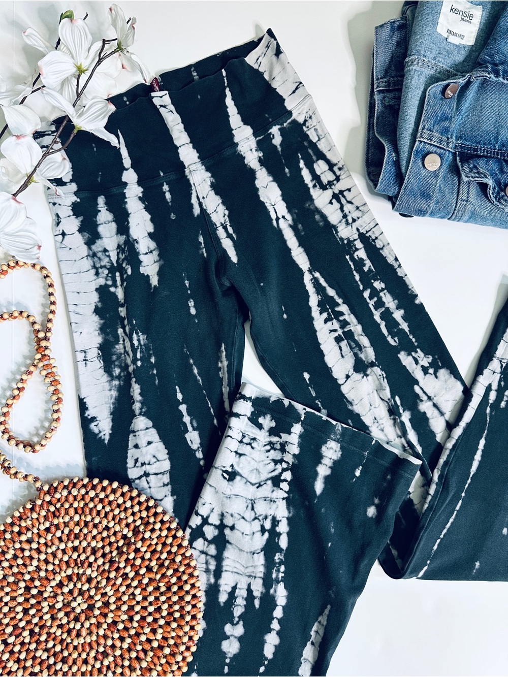 Hard Tail Forever Tie Dye Fold Over Flare Yoga Pants Y2K Boho Size S